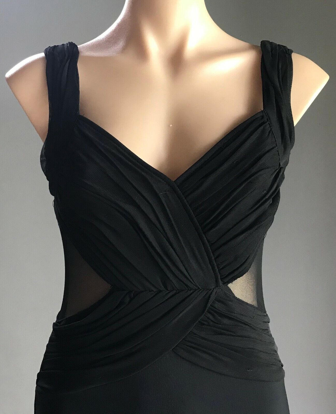 Bodycon Dress Black Stretch Sleeveless  w Mesh Inserts Ladies Size 10 Sexy LBD