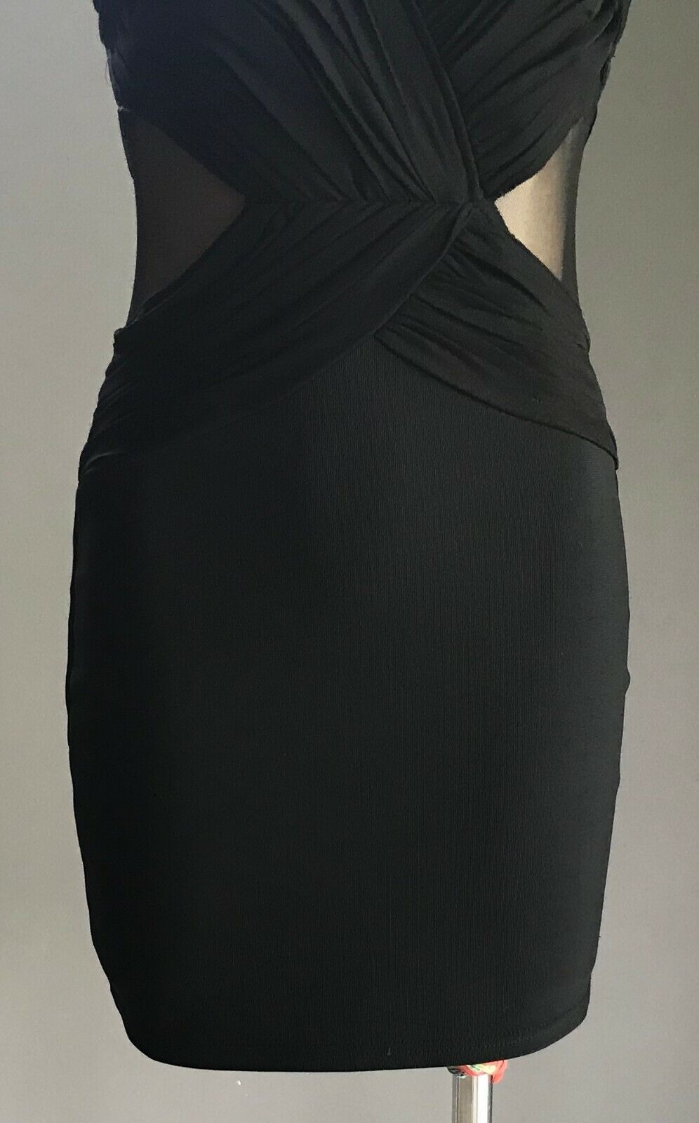 Bodycon Dress Black Stretch Sleeveless  w Mesh Inserts Ladies Size 10 Sexy LBD