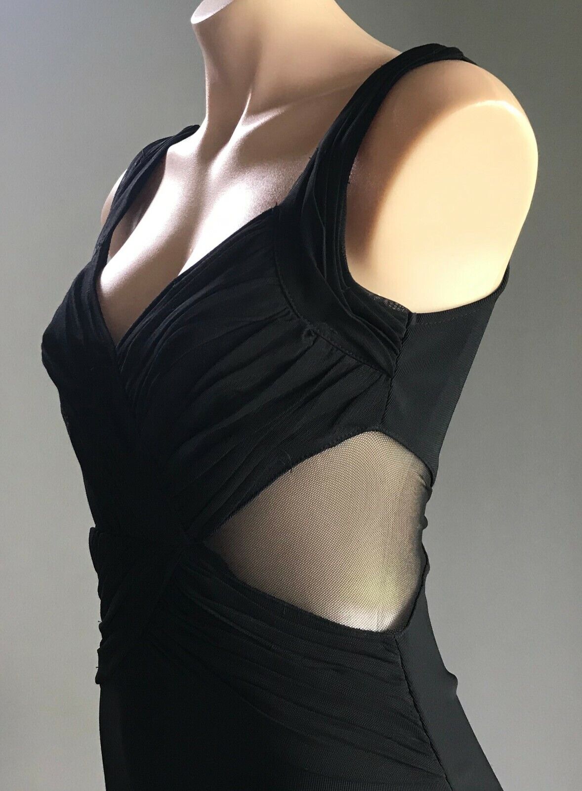 Bodycon Dress Black Stretch Sleeveless  w Mesh Inserts Ladies Size 10 Sexy LBD
