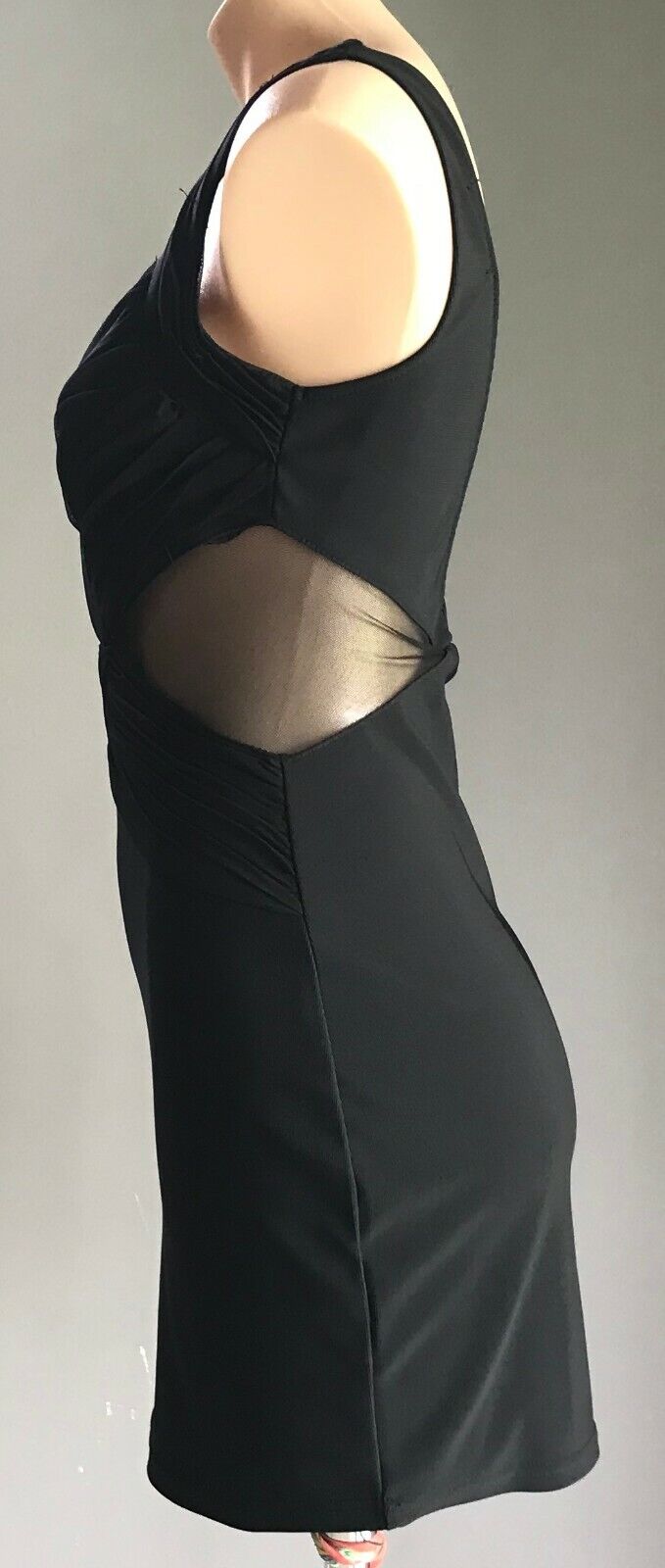 Bodycon Dress Black Stretch Sleeveless  w Mesh Inserts Ladies Size 10 Sexy LBD