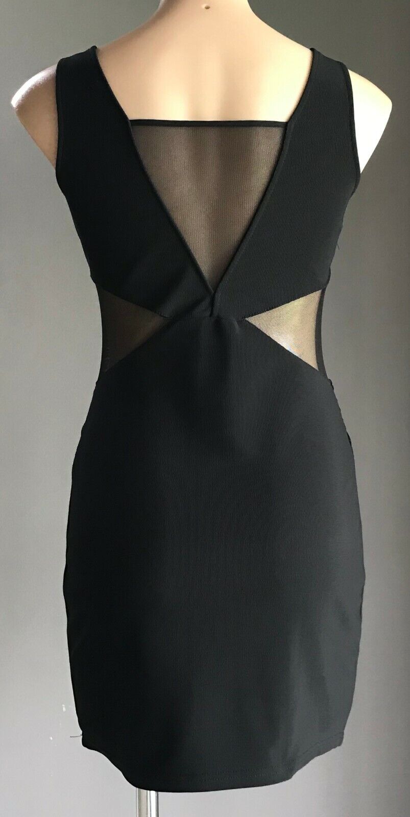 Bodycon Dress Black Stretch Sleeveless  w Mesh Inserts Ladies Size 10 Sexy LBD