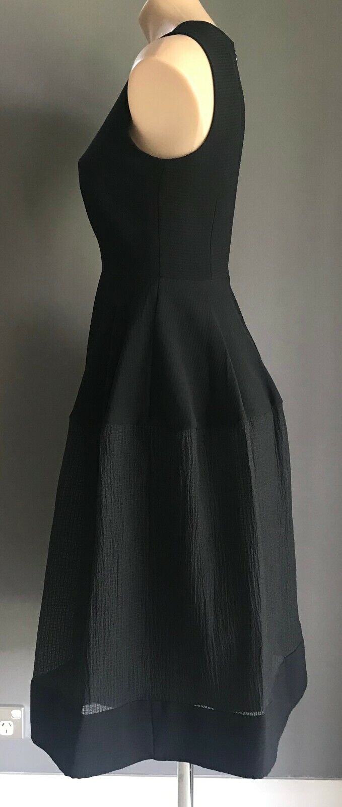 YOURS SINCERELY A-Line Dress Black Sleeveless w Net Panel Hem Size 8 10