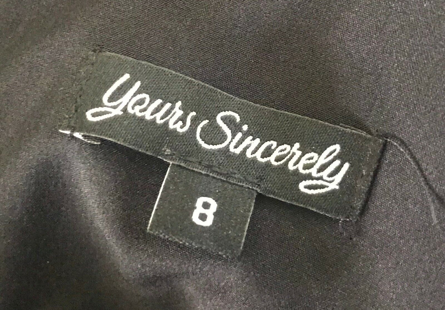YOURS SINCERELY A-Line Dress Black Sleeveless w Net Panel Hem Size 8 10