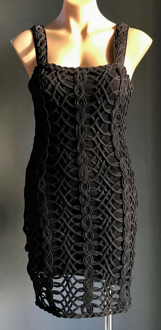 SASS & BIDE Bodycon Dress Black "Cotton Twists" Sleeveless Ladies Size 8 10 NEW