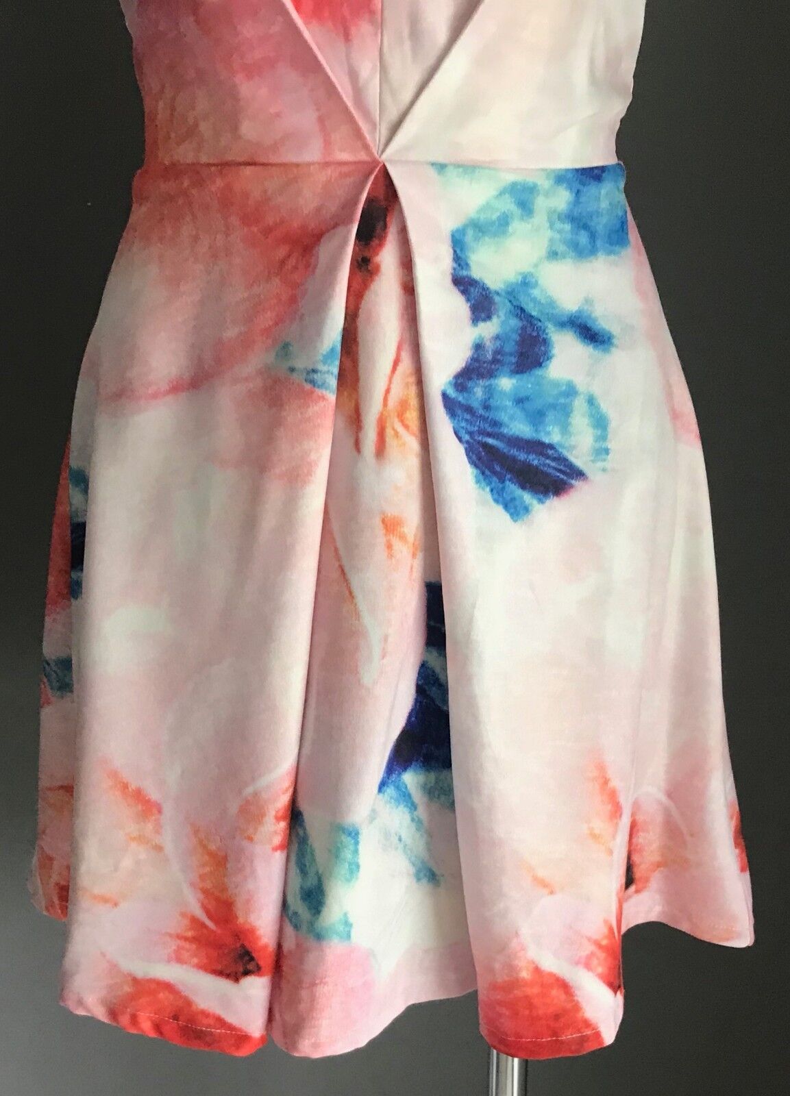 PARADISCO Mini Dress MultiColour Floral Print Halter Neck Fit & Flare Sz 10 NEW