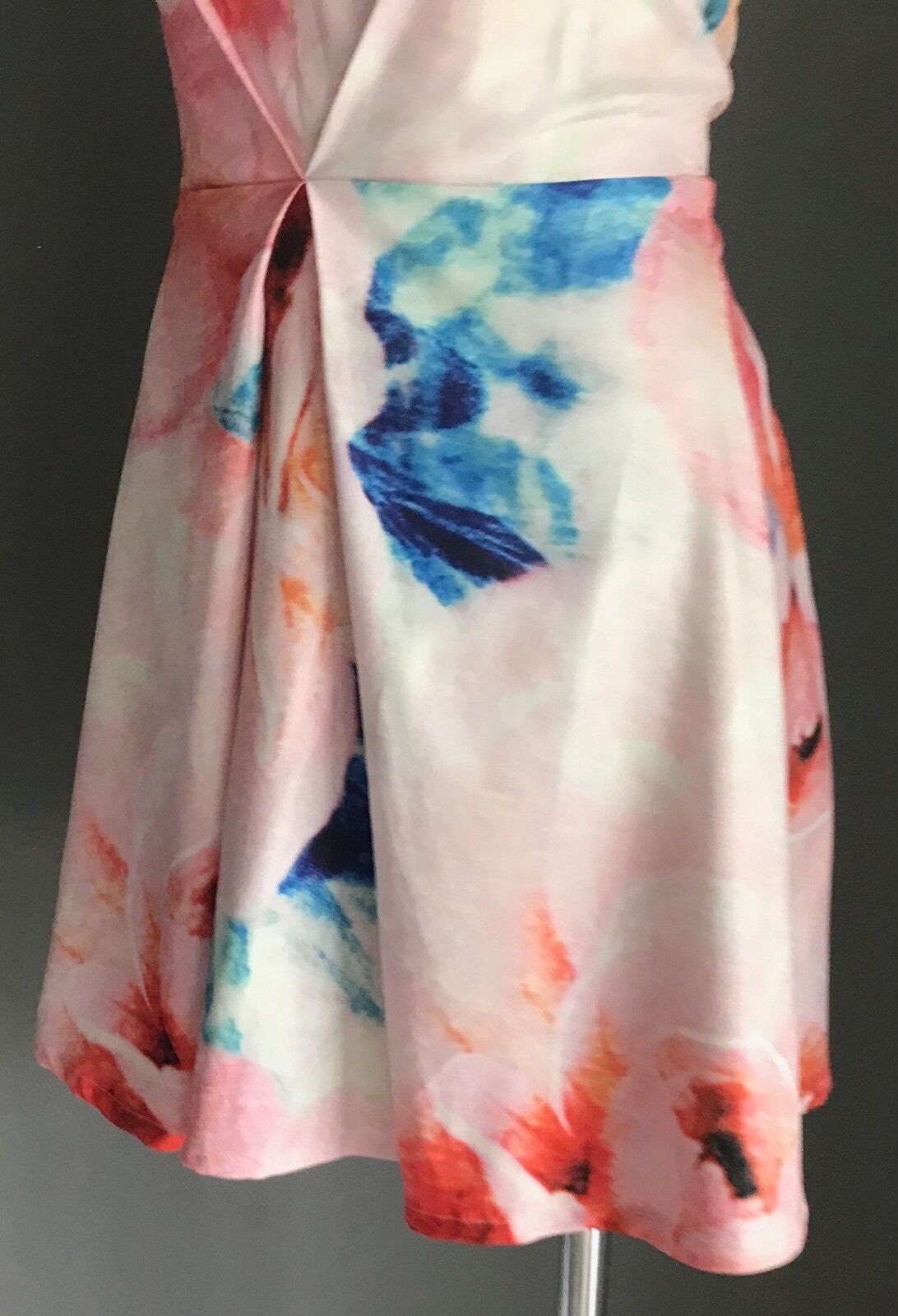 PARADISCO Mini Dress MultiColour Floral Print Halter Neck Fit & Flare Sz 10 NEW