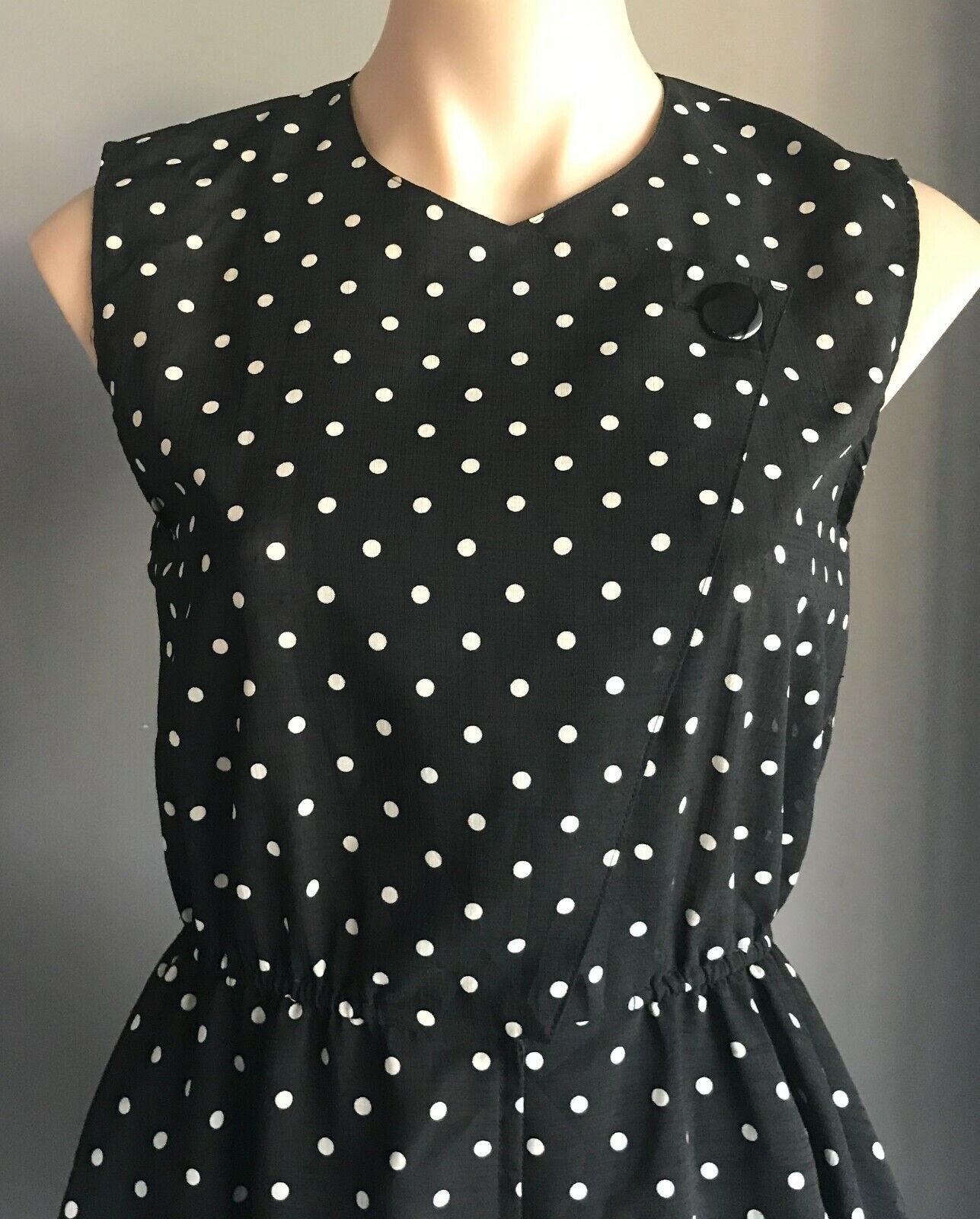 GRADE Dress Black & White Polka Dot Sleeveless Fit & Flare Size 10 Retro Vibe