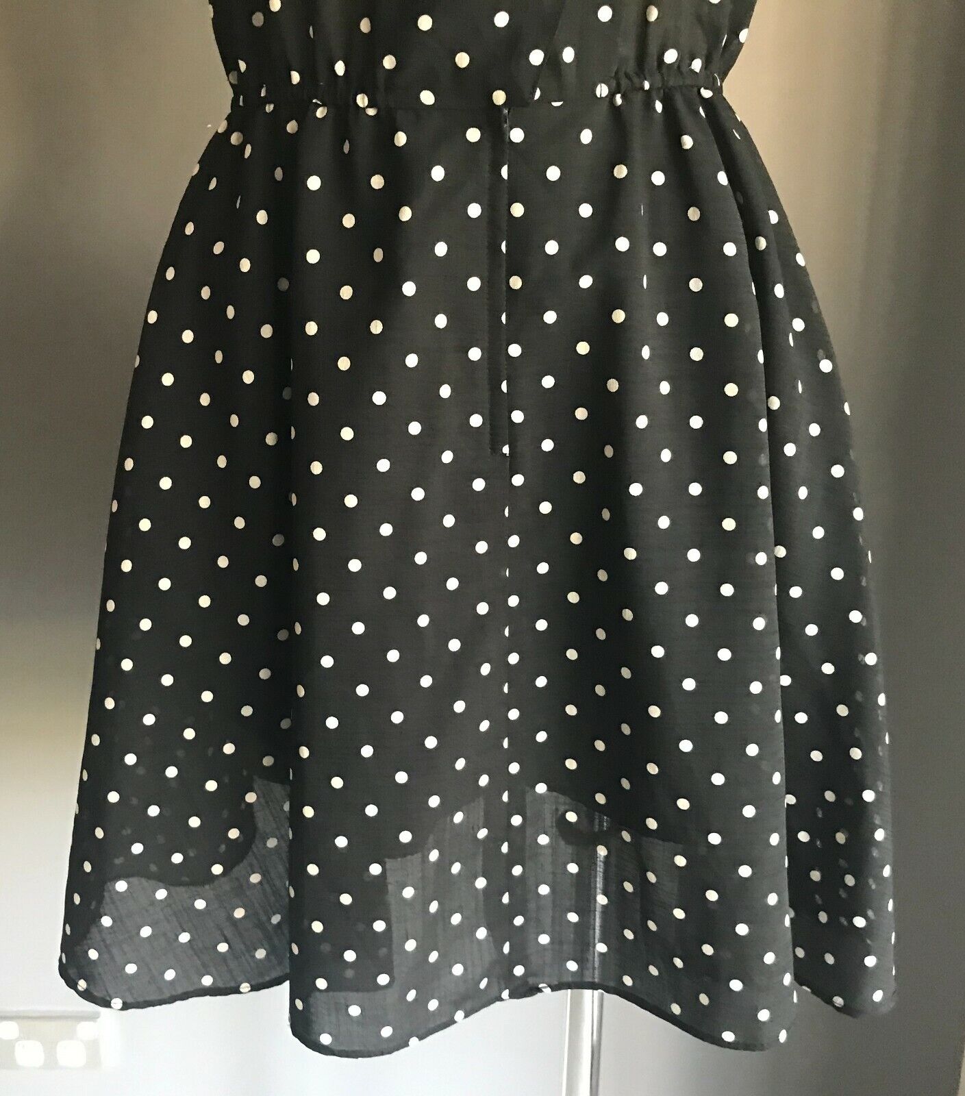 GRADE Dress Black & White Polka Dot Sleeveless Fit & Flare Size 10 Retro Vibe