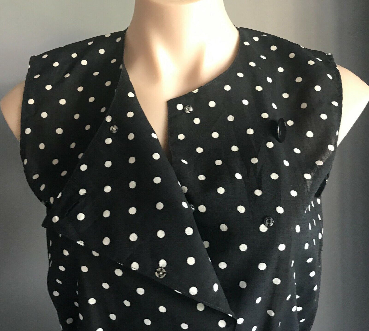 GRADE Dress Black & White Polka Dot Sleeveless Fit & Flare Size 10 Retro Vibe