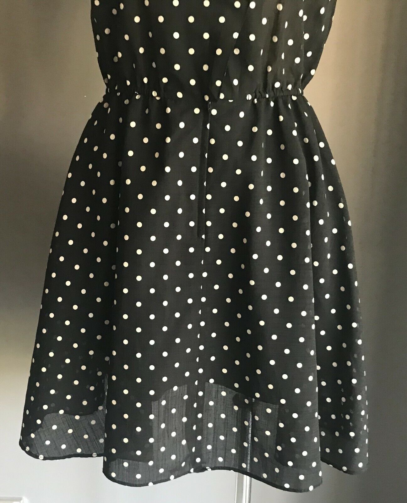 GRADE Dress Black & White Polka Dot Sleeveless Fit & Flare Size 10 Retro Vibe