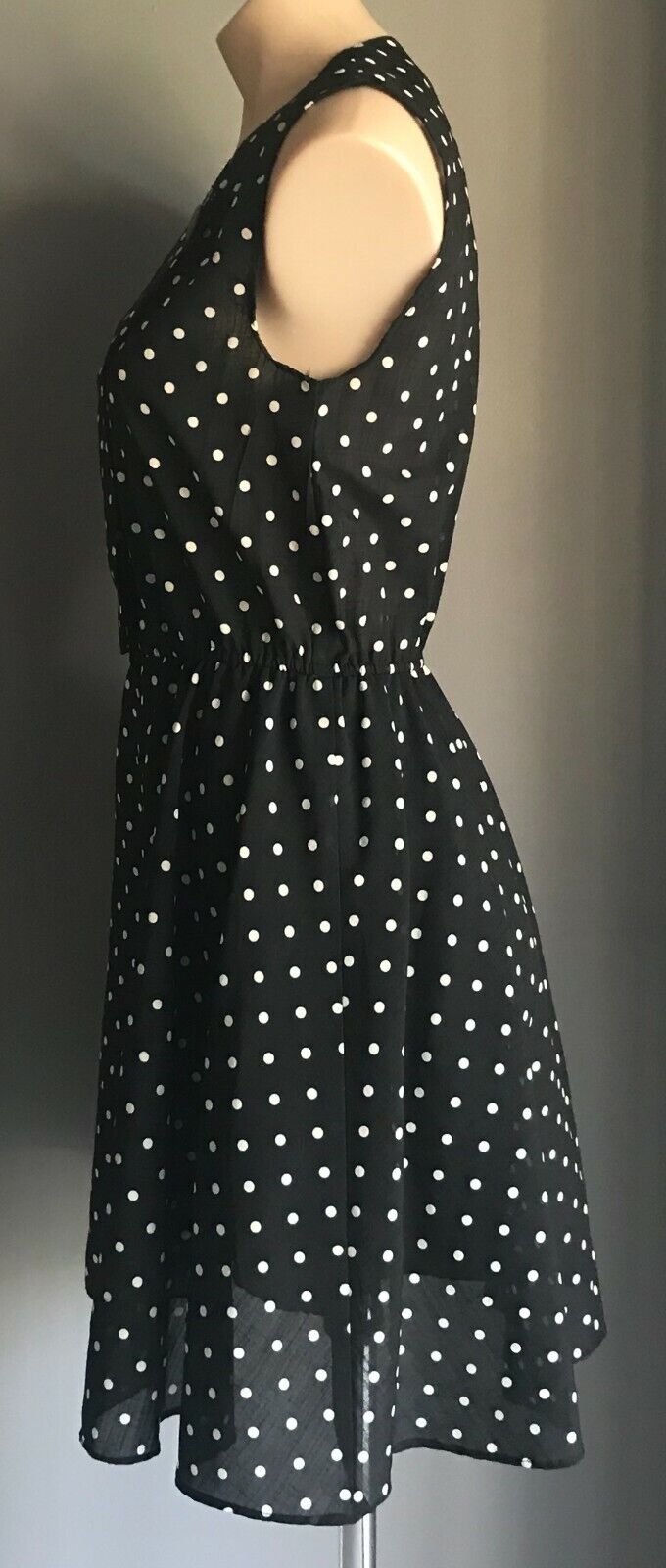 GRADE Dress Black & White Polka Dot Sleeveless Fit & Flare Size 10 Retro Vibe