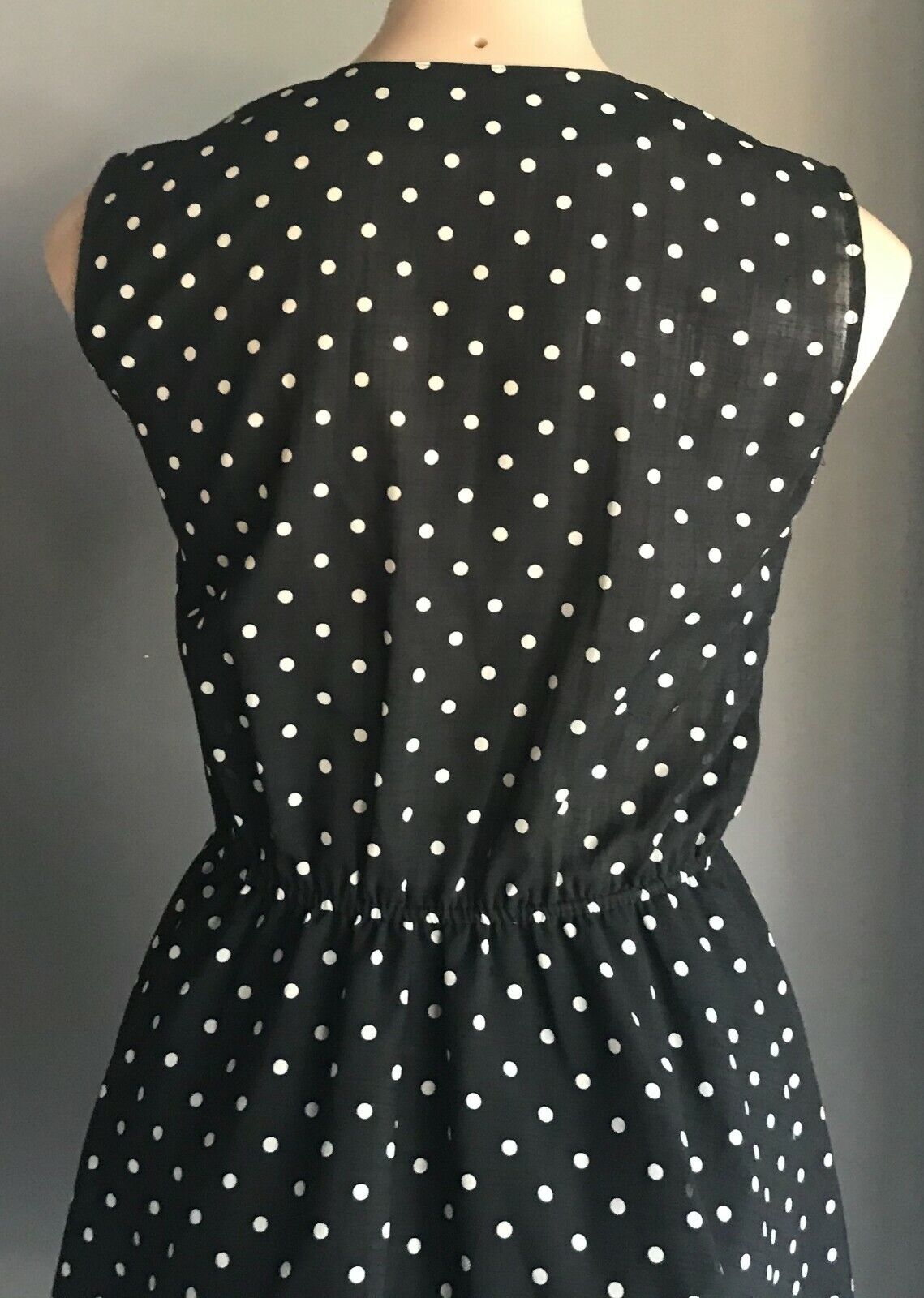 GRADE Dress Black & White Polka Dot Sleeveless Fit & Flare Size 10 Retro Vibe