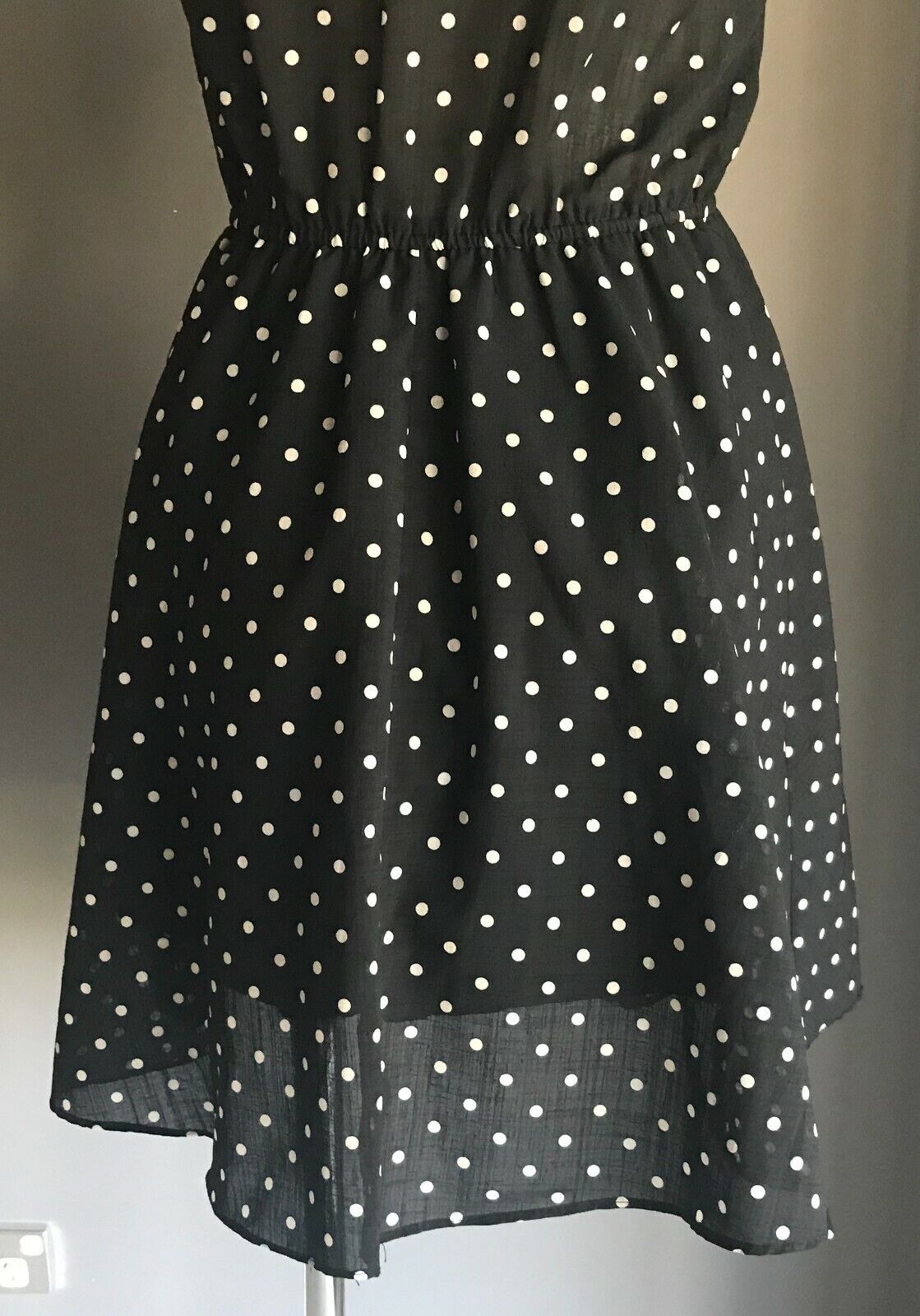 GRADE Dress Black & White Polka Dot Sleeveless Fit & Flare Size 10 Retro Vibe
