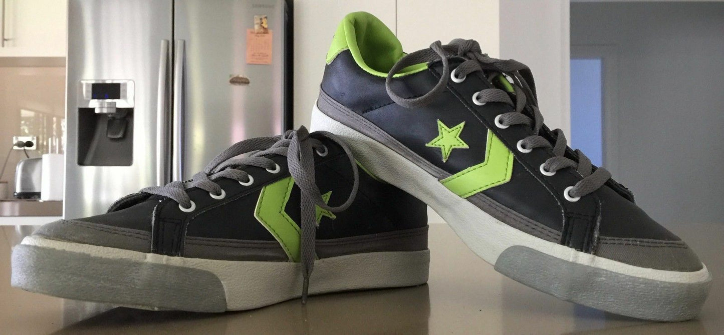 CONVERSE Sneakers Grey Lime Green PU Size Mens 7  9 EUR40 25.5cm Shoes New
