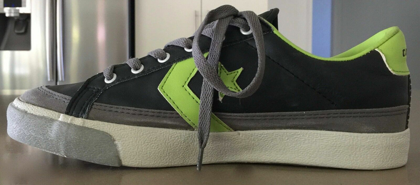 CONVERSE Sneakers Grey Lime Green PU Size Mens 7  9 EUR40 25.5cm Shoes New
