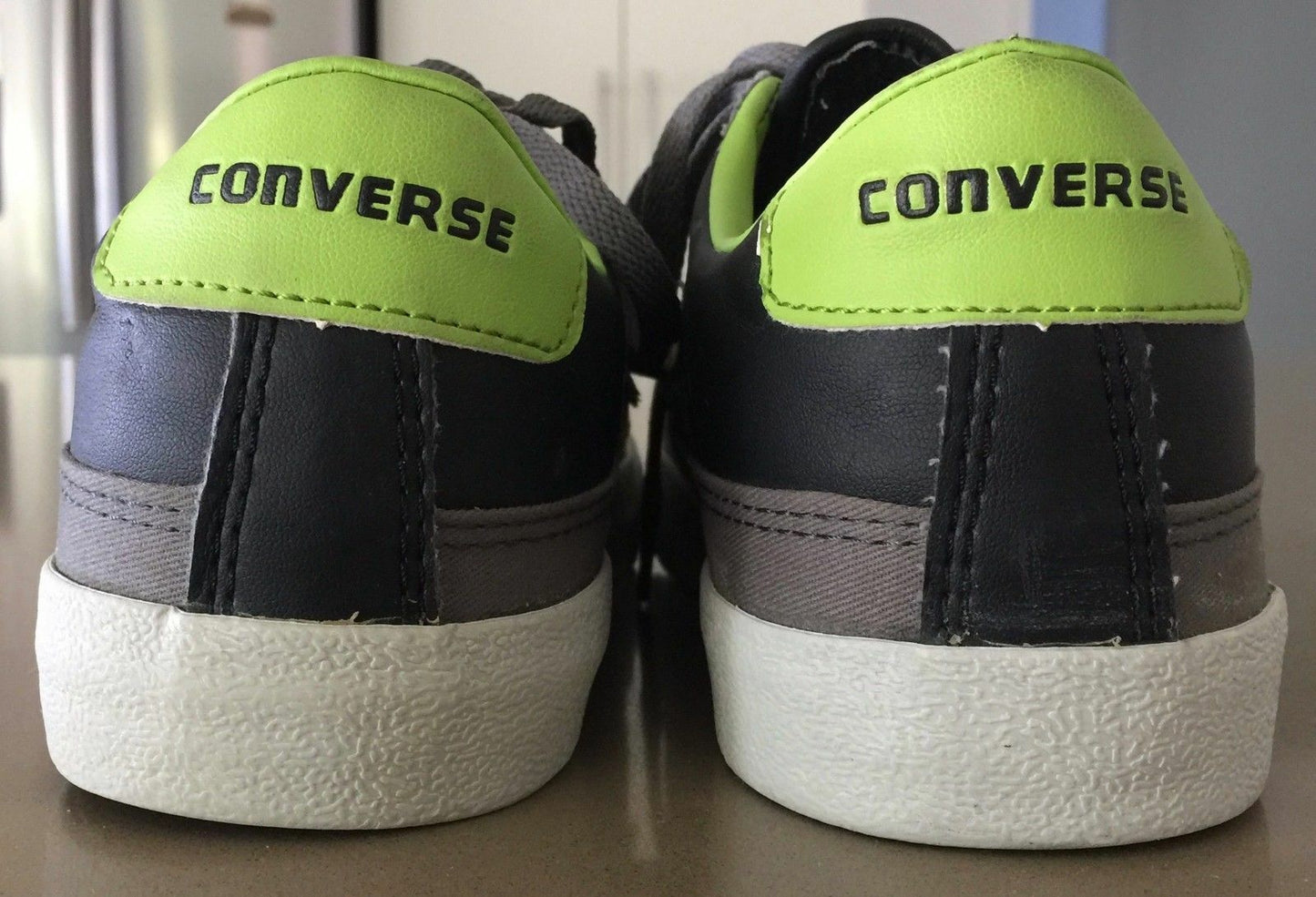 CONVERSE Sneakers Grey Lime Green PU Size Mens 7  9 EUR40 25.5cm Shoes New