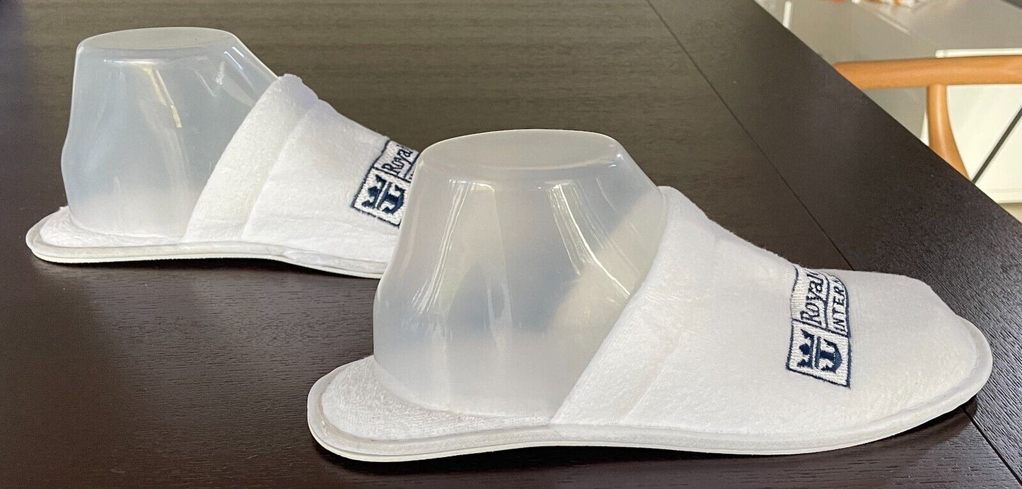 ROYAL CARIBBEAN INTERNATIONAL Slippers White Logo Print Soft 27cm L x 9.5cm W