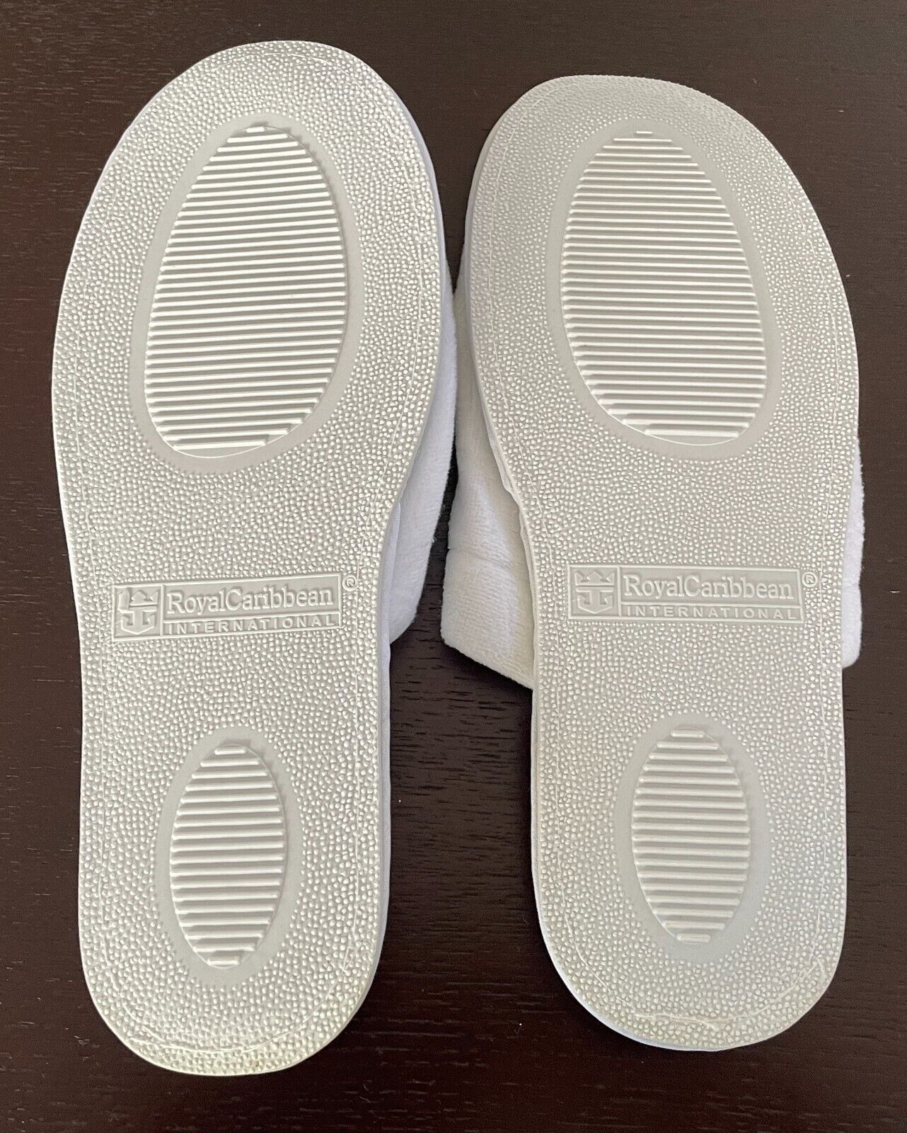 ROYAL CARIBBEAN INTERNATIONAL Slippers White Logo Print Soft 27cm L x 9.5cm W
