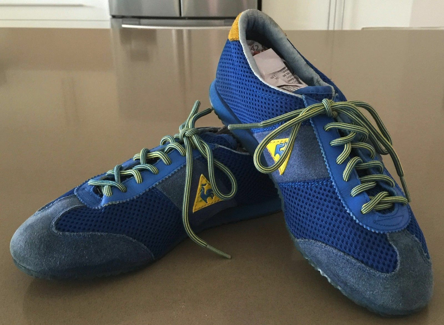 LE COQ "Wallis Mesh" Sports Shoes Blue & Yellow Athletic  Size US 5 Unisex Style