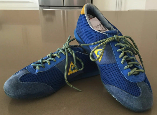 LE COQ "Wallis Mesh" Sports Shoes Blue & Yellow Athletic  Size US 5 Unisex Style
