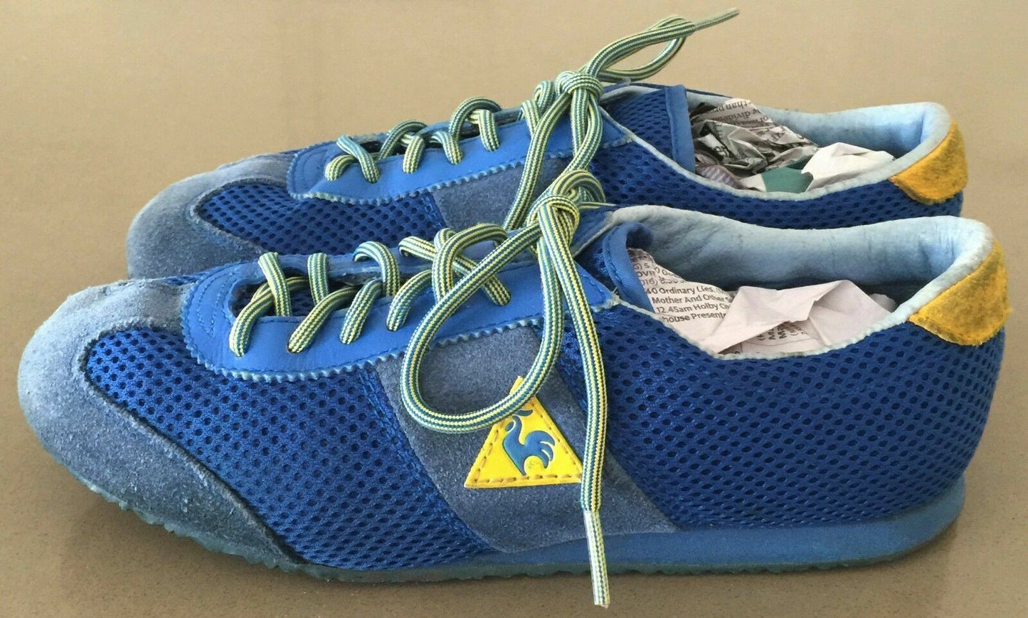 LE COQ "Wallis Mesh" Sports Shoes Blue & Yellow Athletic  Size US 5 Unisex Style