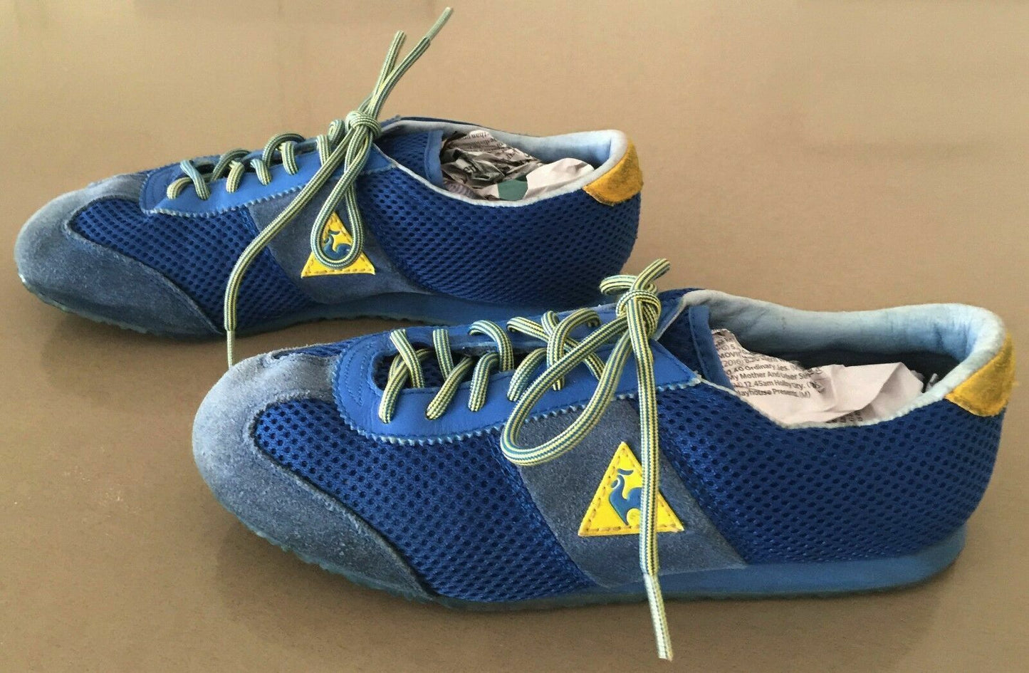 LE COQ "Wallis Mesh" Sports Shoes Blue & Yellow Athletic  Size US 5 Unisex Style
