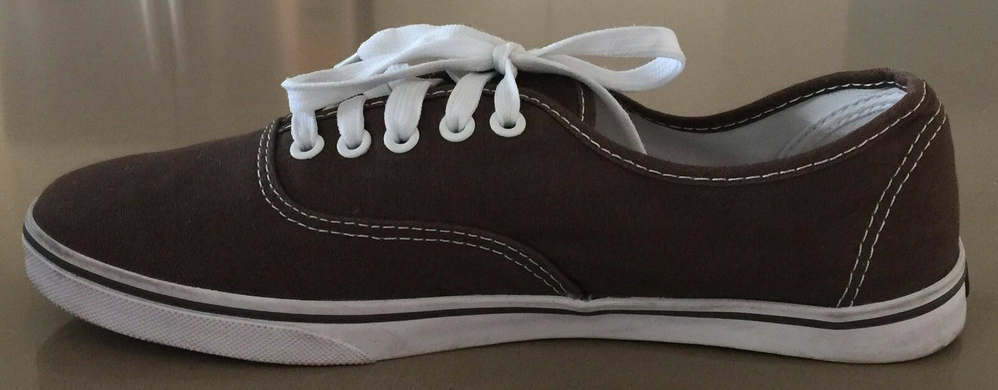 VANS Lace Up Sneakers Brown White Classics Skate Shoes Size US M 9 W 10.5 NEW