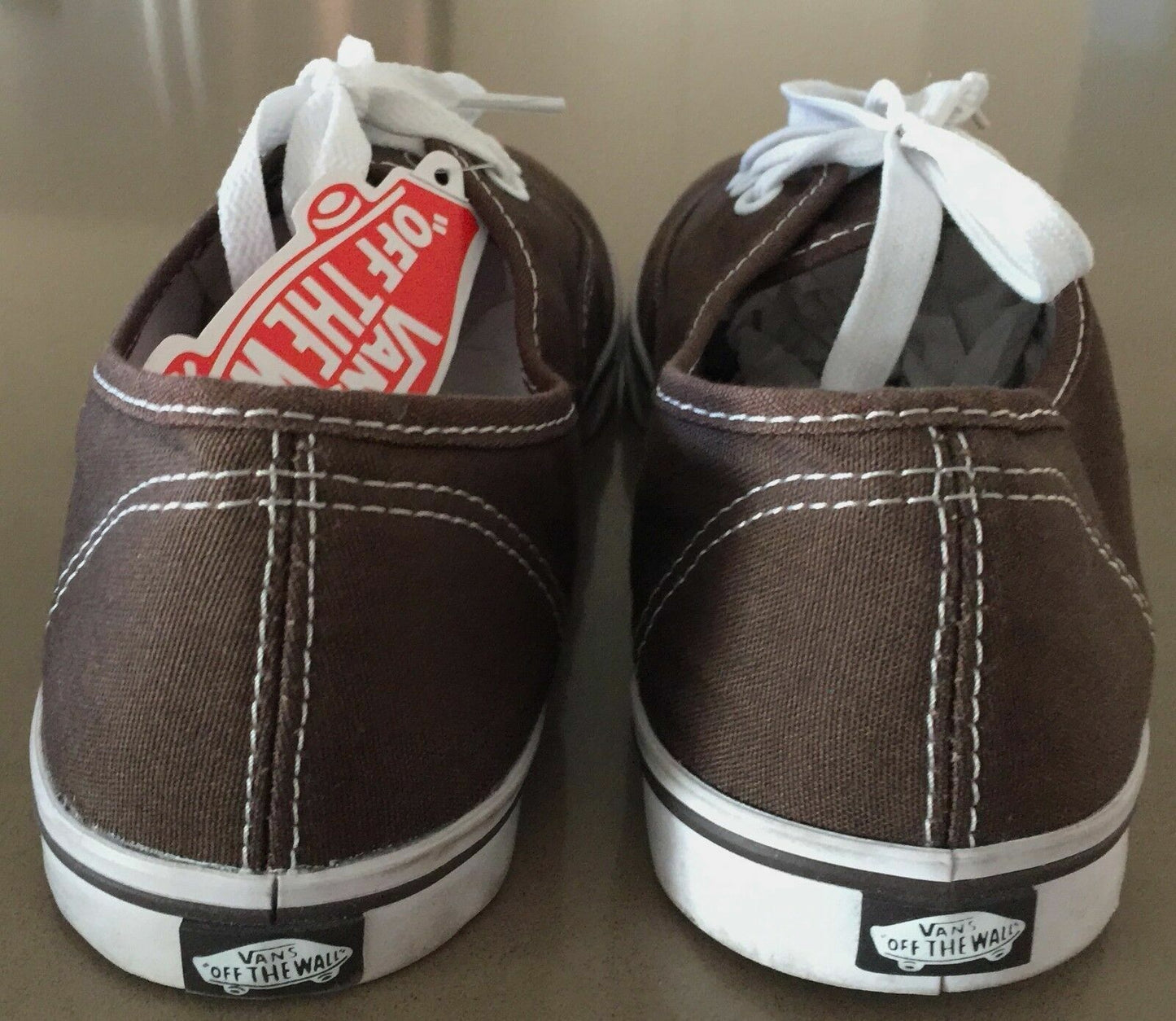 VANS Lace Up Sneakers Brown White Classics Skate Shoes Size US M 9 W 10.5 NEW