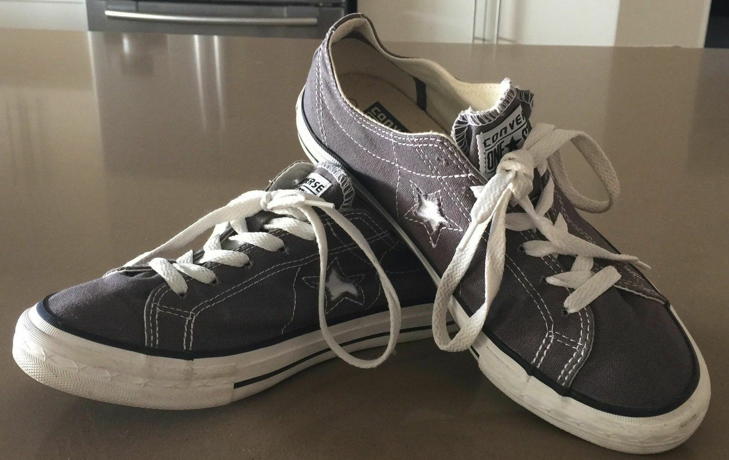 CONVERSE ONE STAR Sneakers Khaki Brown Canvas Plimsolls Shoes M 6 W 8 24cm NEW