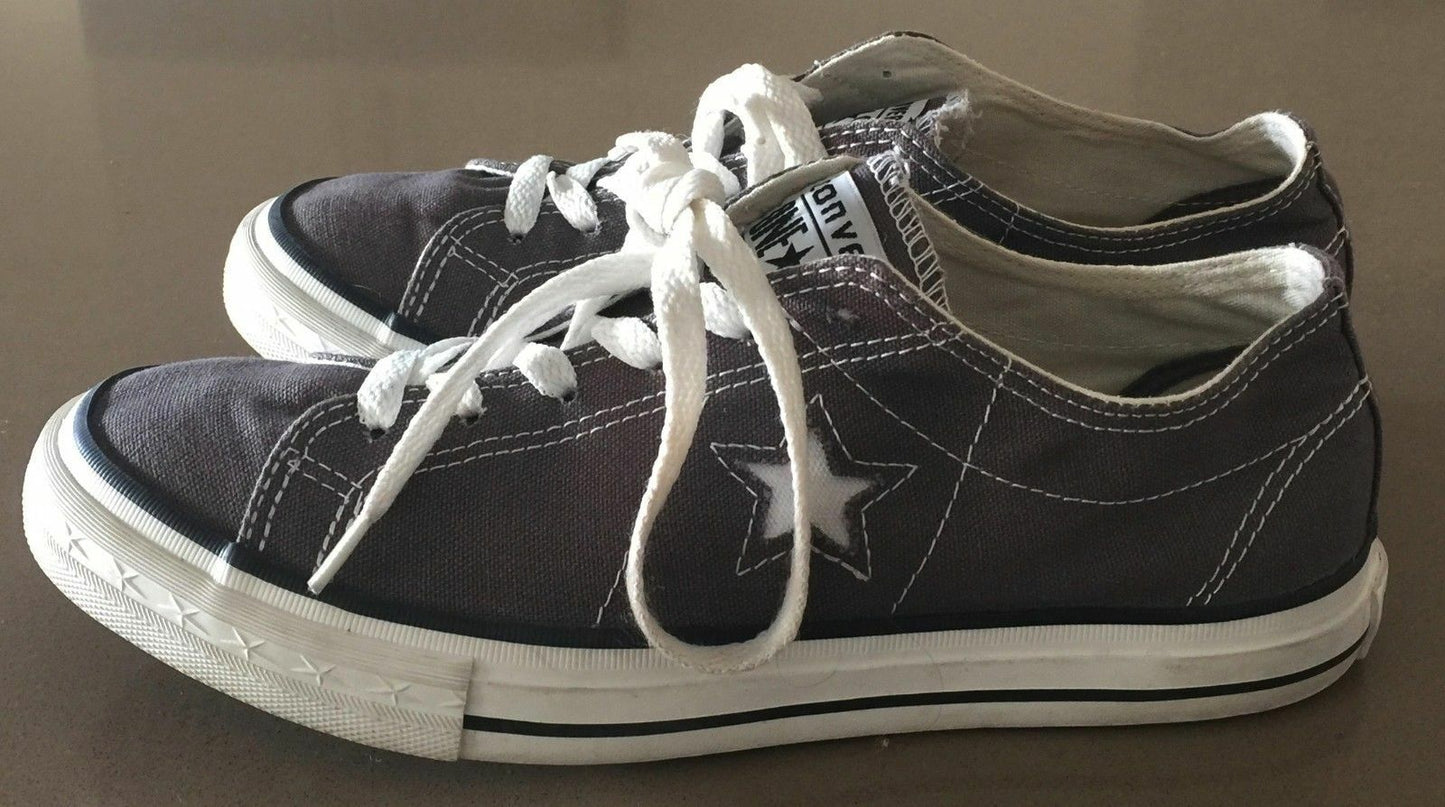 CONVERSE ONE STAR Sneakers Khaki Brown Canvas Plimsolls Shoes M 6 W 8 24cm NEW