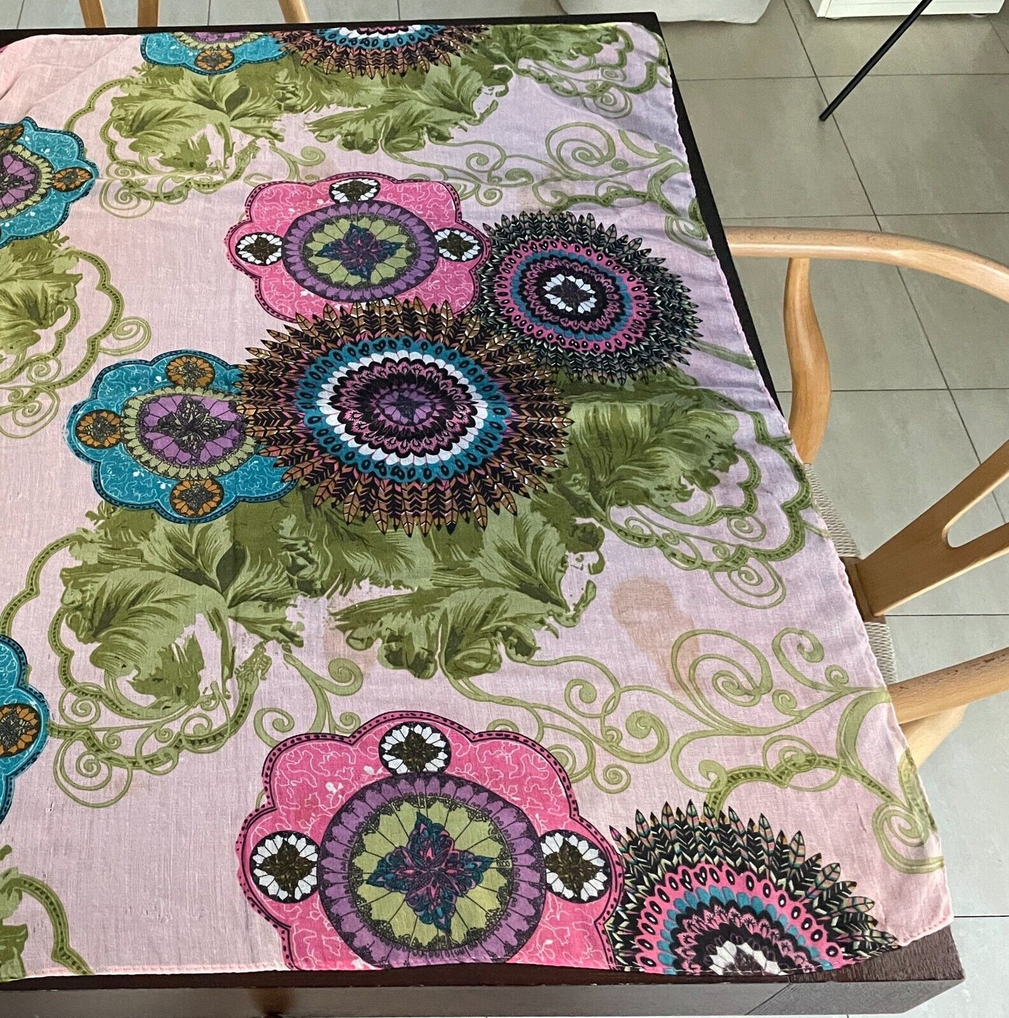 SARONG Viscose Pastel Colours Mandala Flower lPrint Semi Sheer Skirt Size 8  14
