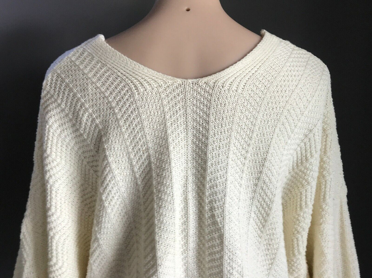 CHUNKY KNIT Cardigan Cream 3/4 Sleeve Crop Ladies Size M 12 NEW Vintage