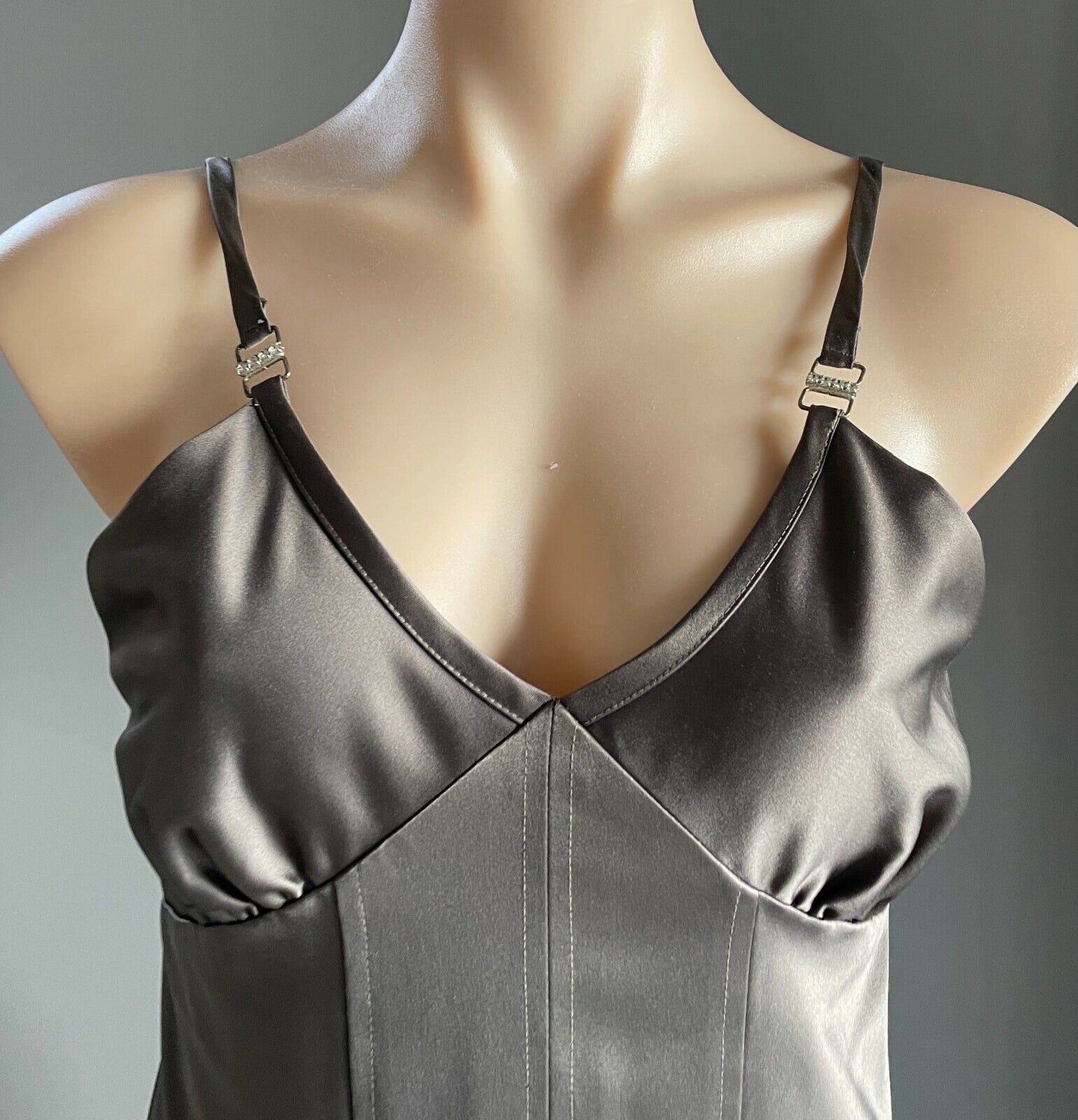 1980’s PA COLLECTION Midi Dress Bronze Sleeveless Asymmetric Hem Size 10 Vintage