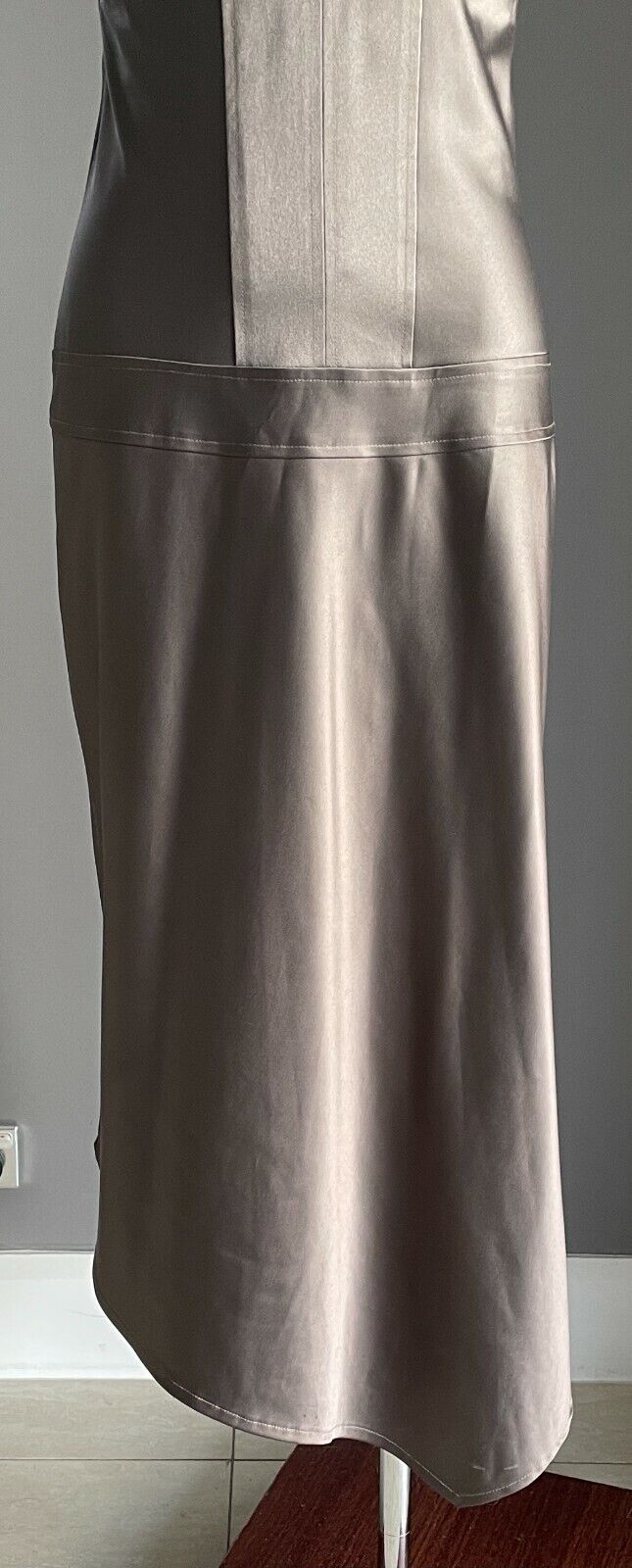 1980’s PA COLLECTION Midi Dress Bronze Sleeveless Asymmetric Hem Size 10 Vintage