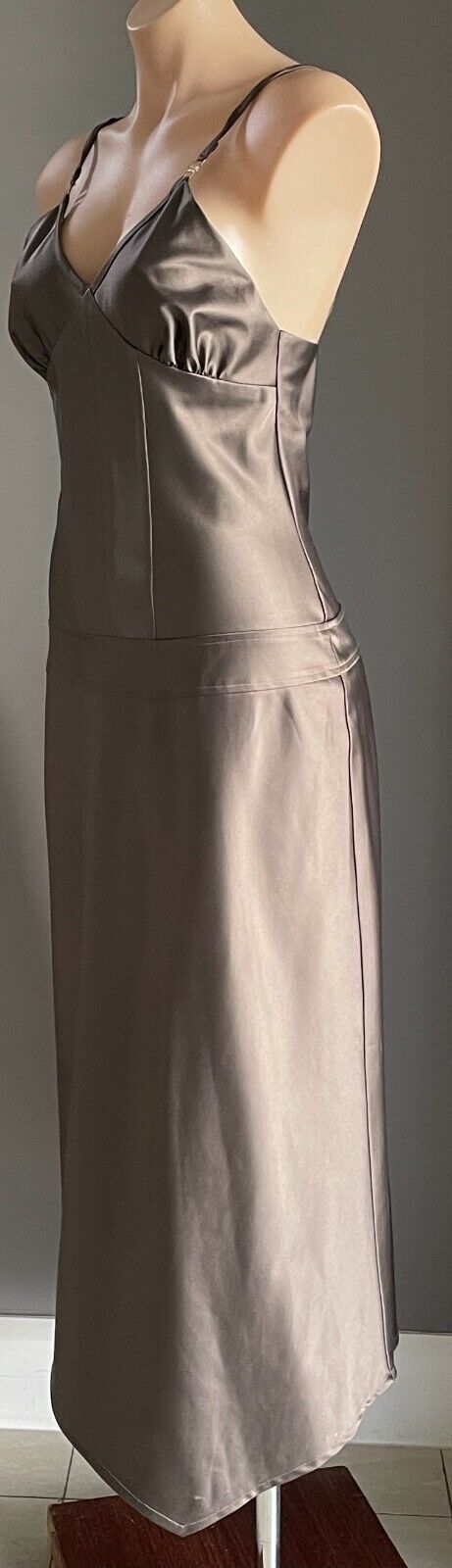 1980’s PA COLLECTION Midi Dress Bronze Sleeveless Asymmetric Hem Size 10 Vintage