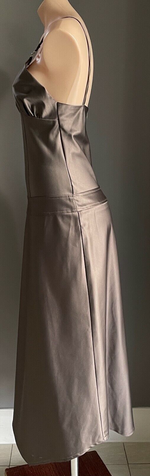 1980’s PA COLLECTION Midi Dress Bronze Sleeveless Asymmetric Hem Size 10 Vintage