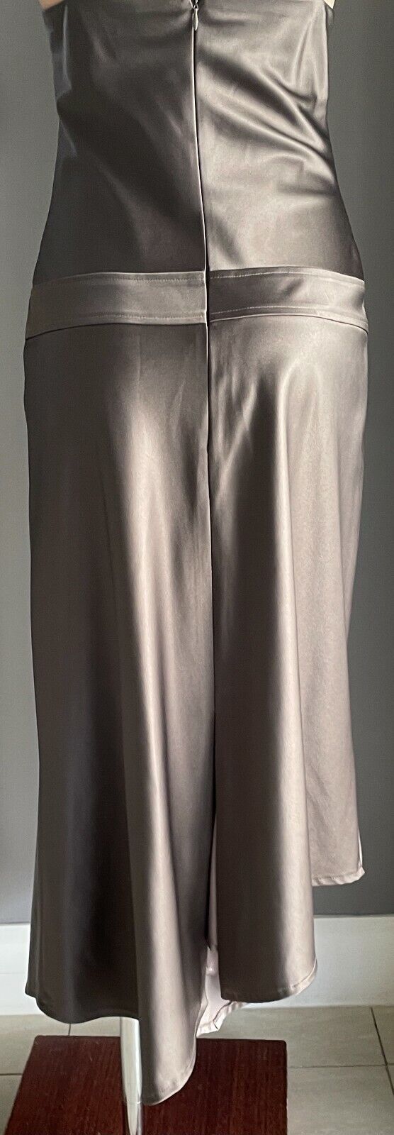 1980’s PA COLLECTION Midi Dress Bronze Sleeveless Asymmetric Hem Size 10 Vintage