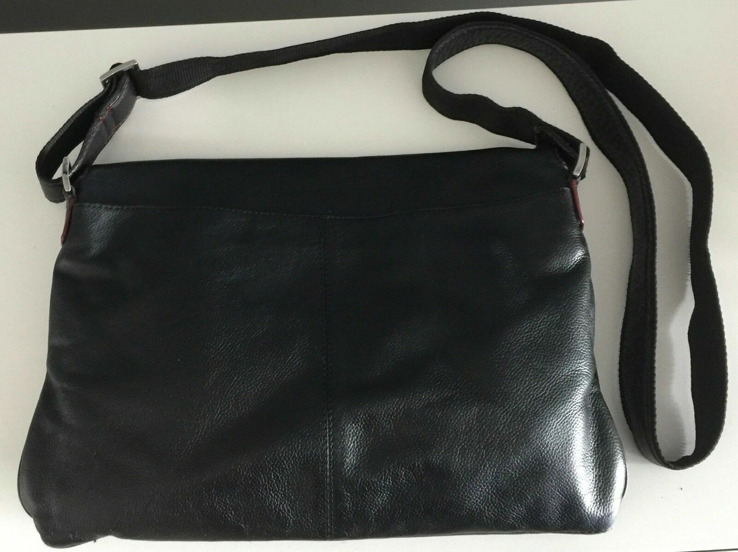 MONSAC Shoulder Bag Black Leather Satchel Crossbody Messenger TRAVEL Unisex
