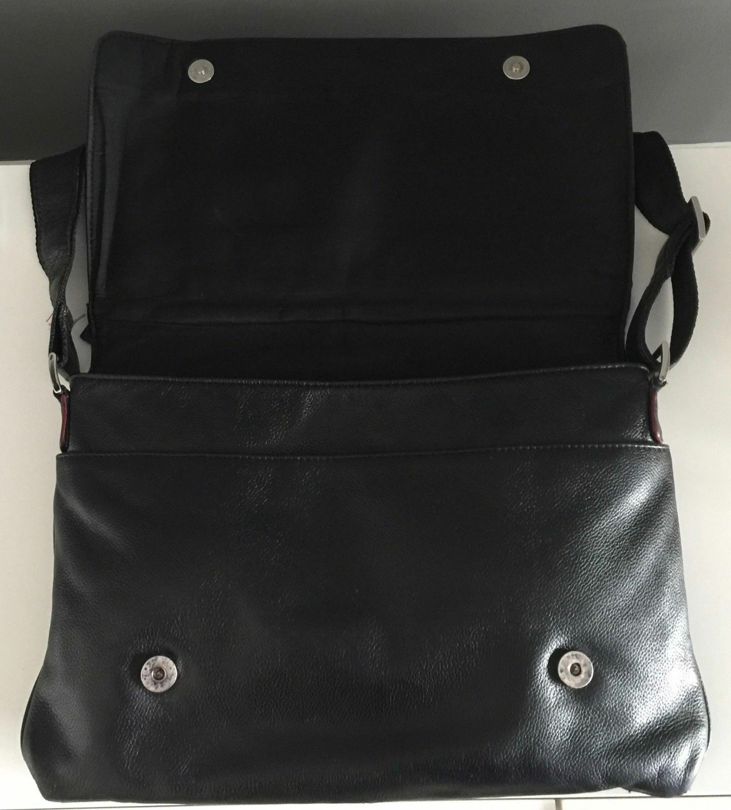 MONSAC Shoulder Bag Black Leather Satchel Crossbody Messenger TRAVEL Unisex