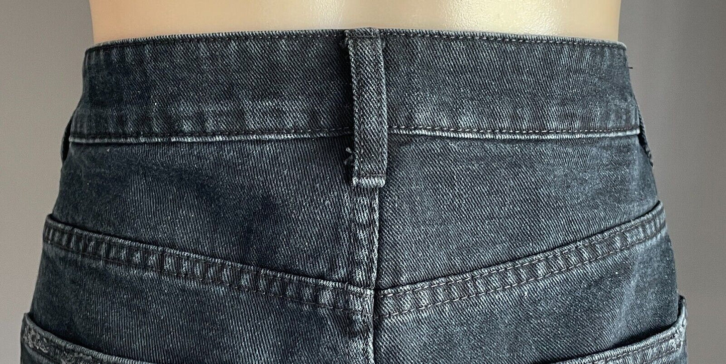 COTTON ON Flashback Denim Jeans Shorts Black High Rise Distressed Fray Hem Sz 14