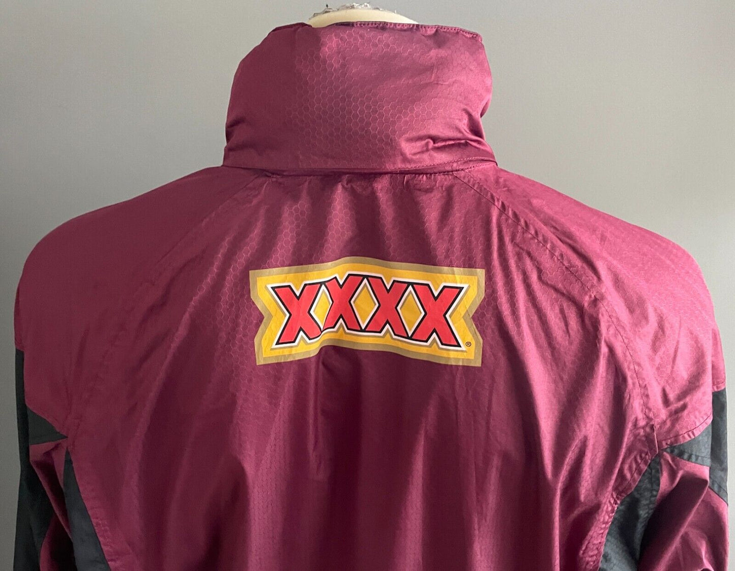 CANTERBURY QLD State Of Origin Anorak Spray Jacket Mens XL Maroon Black Hoody