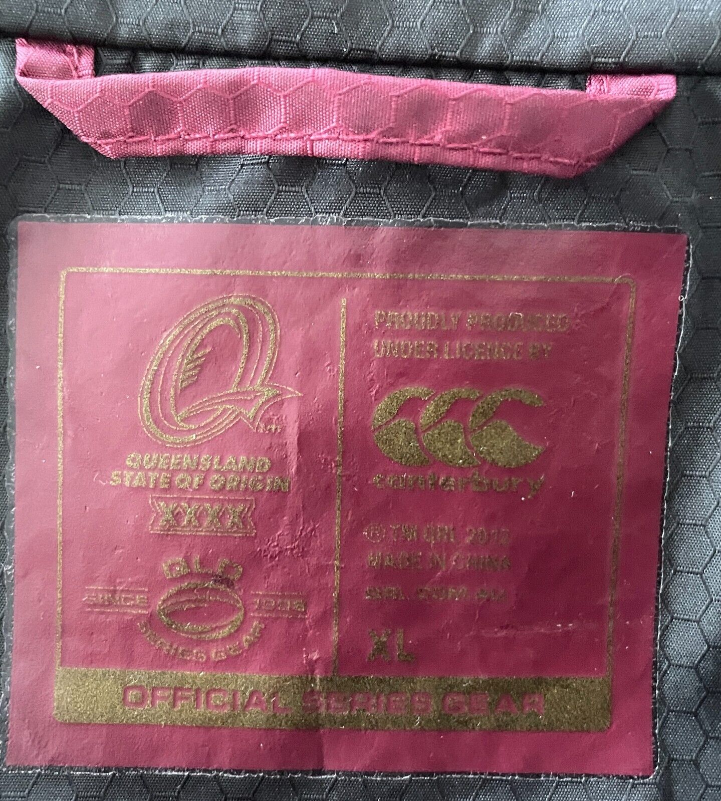 CANTERBURY QLD State Of Origin Anorak Spray Jacket Mens XL Maroon Black Hoody