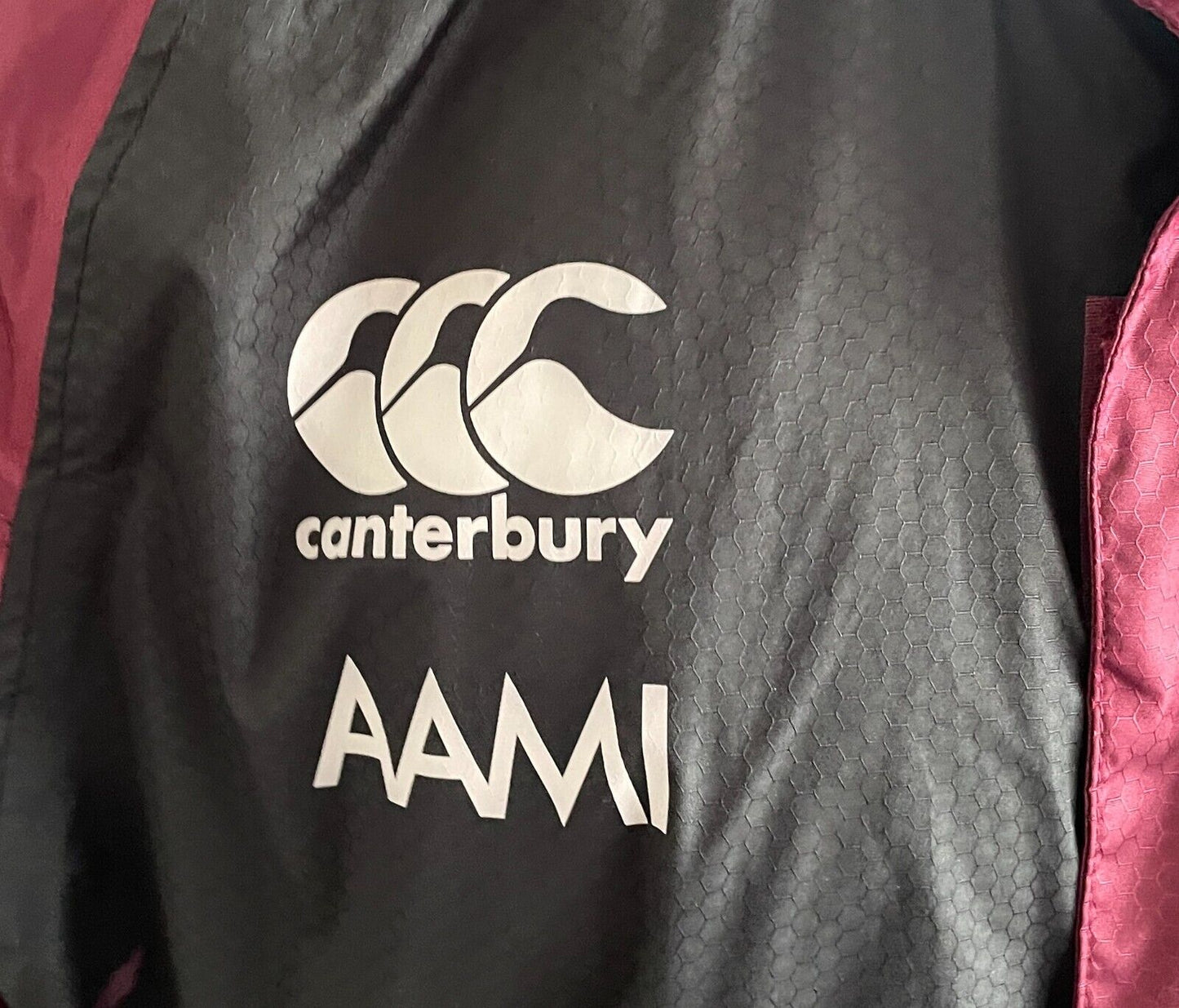 CANTERBURY QLD State Of Origin Anorak Spray Jacket Mens XL Maroon Black Hoody