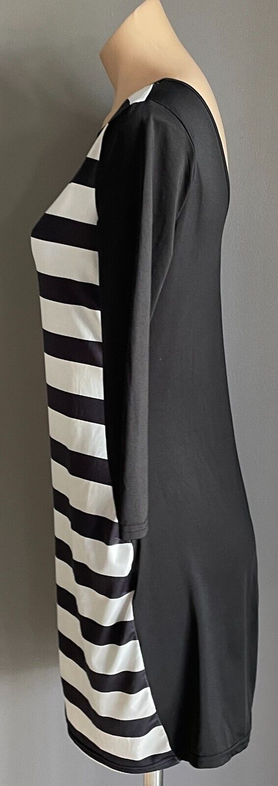 BUGS BUNNY Stripe Print Shift Dress 3/4 Sleeve Knee Length Stretch Size L 12 New