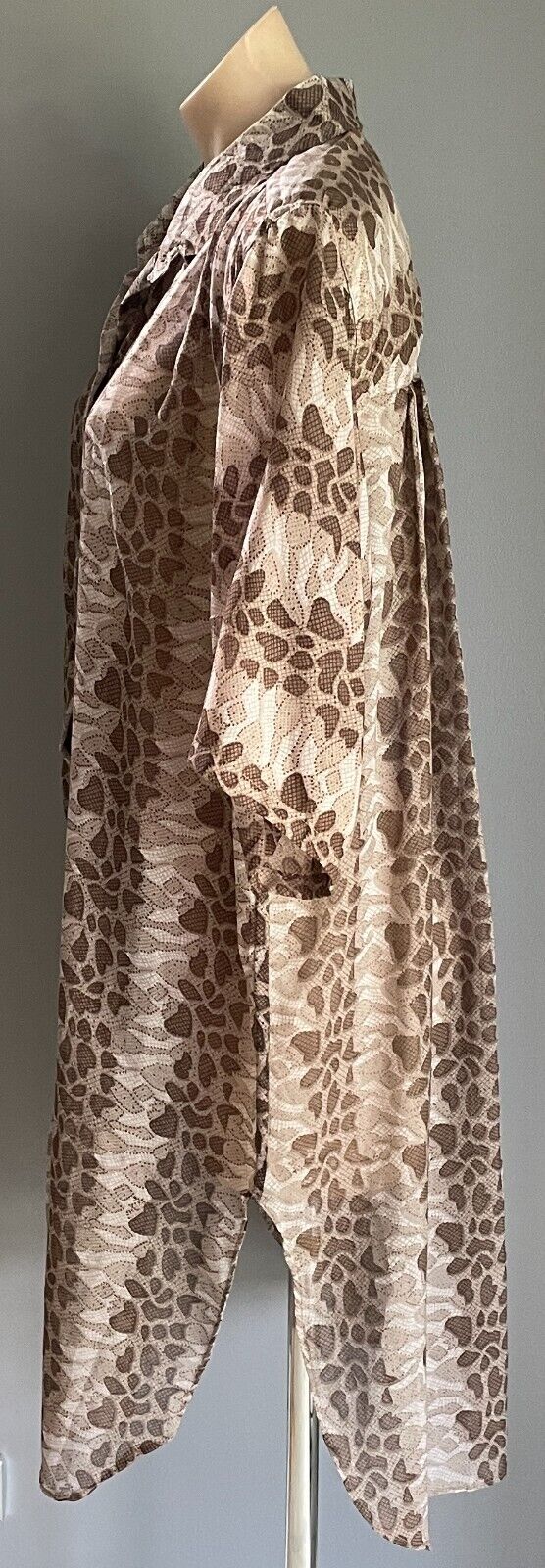BEACH COLLECTION Top Swim Cover Brown Semi Sheer 3/4 Sleeve Over Shirt 12 14