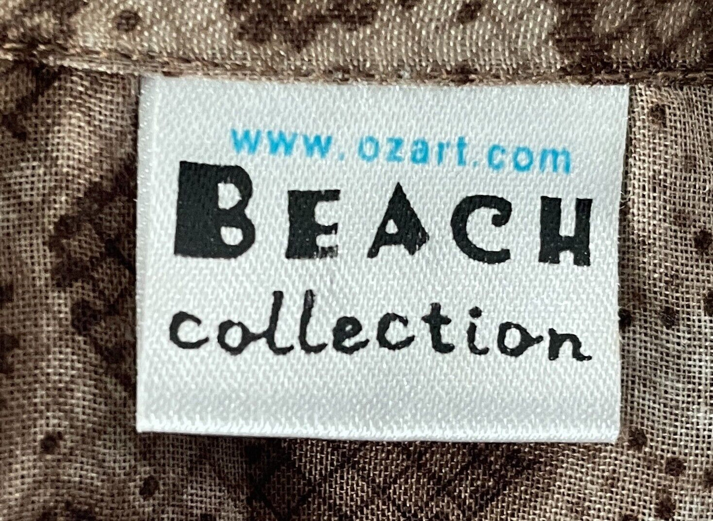 BEACH COLLECTION Top Swim Cover Brown Semi Sheer 3/4 Sleeve Over Shirt 12 14