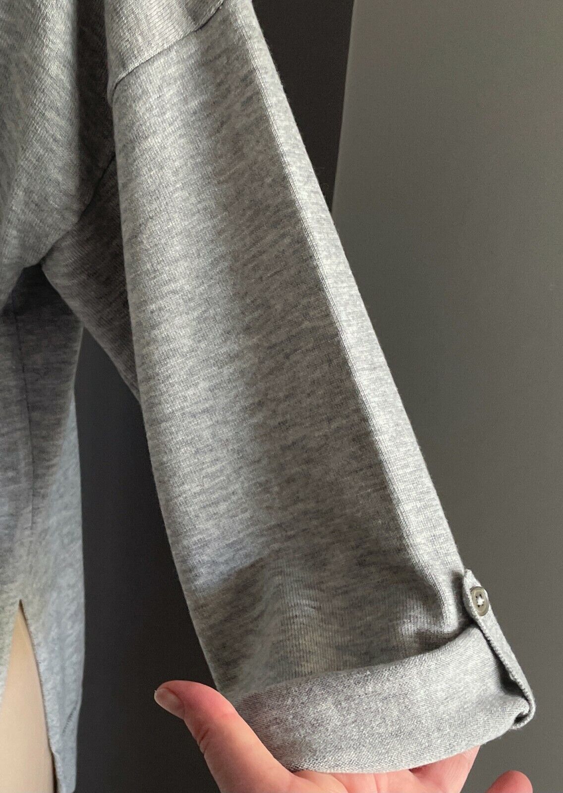 TRENERY Jumper Grey Marl Adjustable 3/4 Sleeve Knit Relaxed Fit Ladies Size M 12