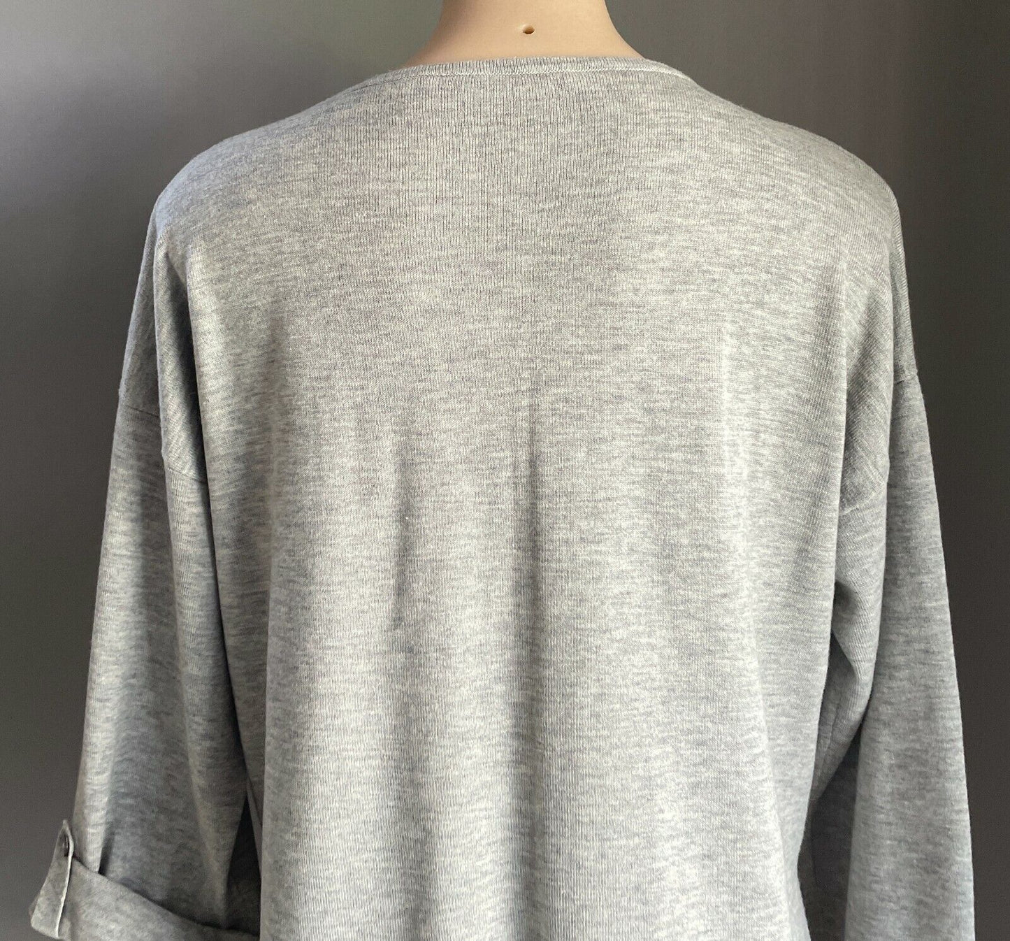 TRENERY Jumper Grey Marl Adjustable 3/4 Sleeve Knit Relaxed Fit Ladies Size M 12