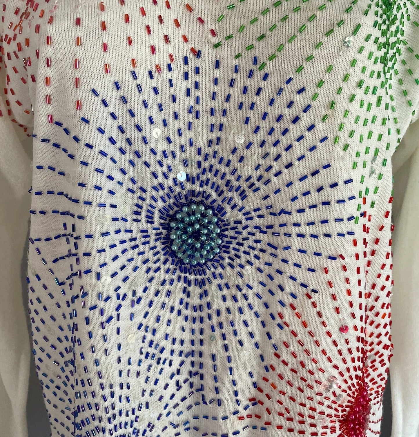 SIE Knit Top Jumper White Long Sleeve Beaded Sequin Embellished Size M 10 12