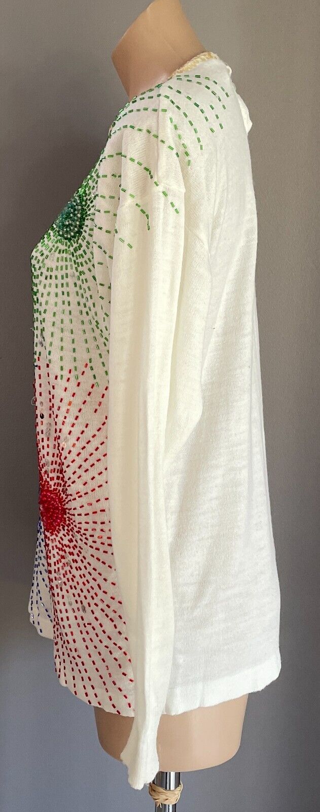 SIE Knit Top Jumper White Long Sleeve Beaded Sequin Embellished Size M 10 12